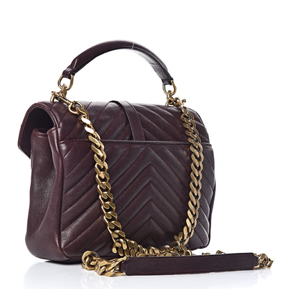 Saint Laurent Sheepskin Matelasse Chevron Monogram Medium College Bag Amaranto 3 of 25