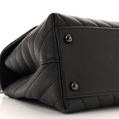 Chanel Caviar Chevron Quilted Small Coco Handle Flap So Black 9 of 14