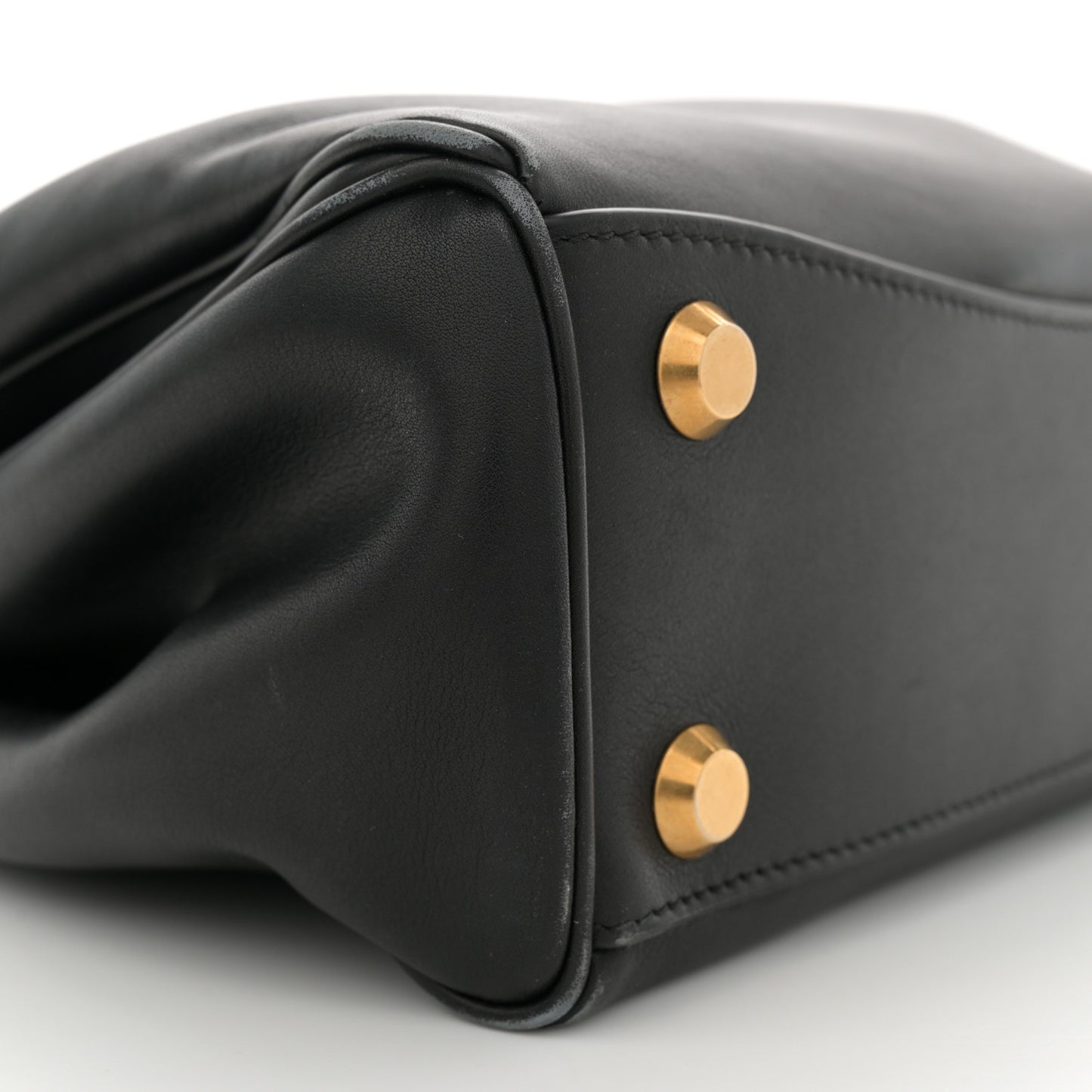 Natural Smooth Calfskin Small Rodeo Top Handle Handbag Black