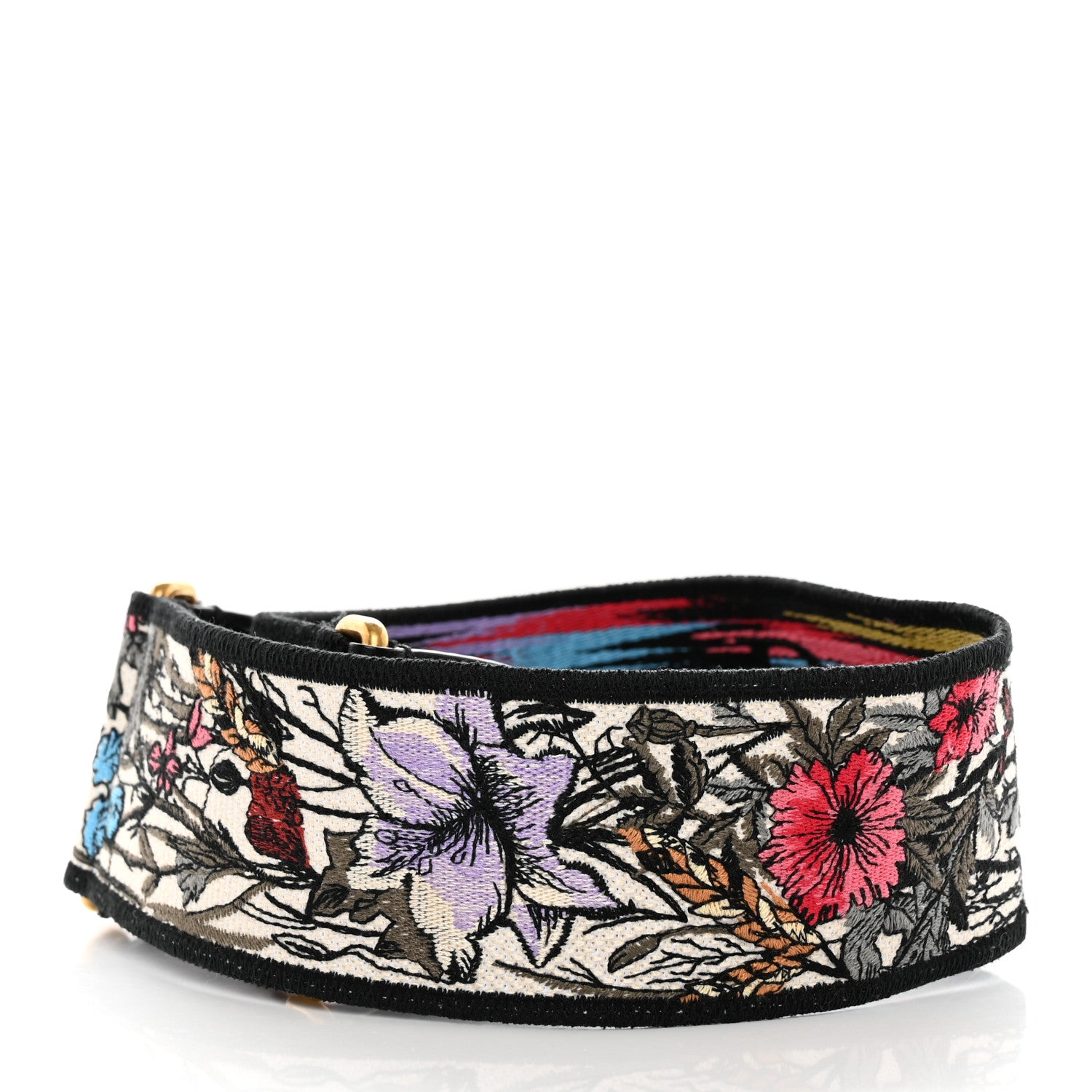 Christian Dior Canvas Embroidered Mille Fleurs Shoulder Strap Multicolor 2 of 5