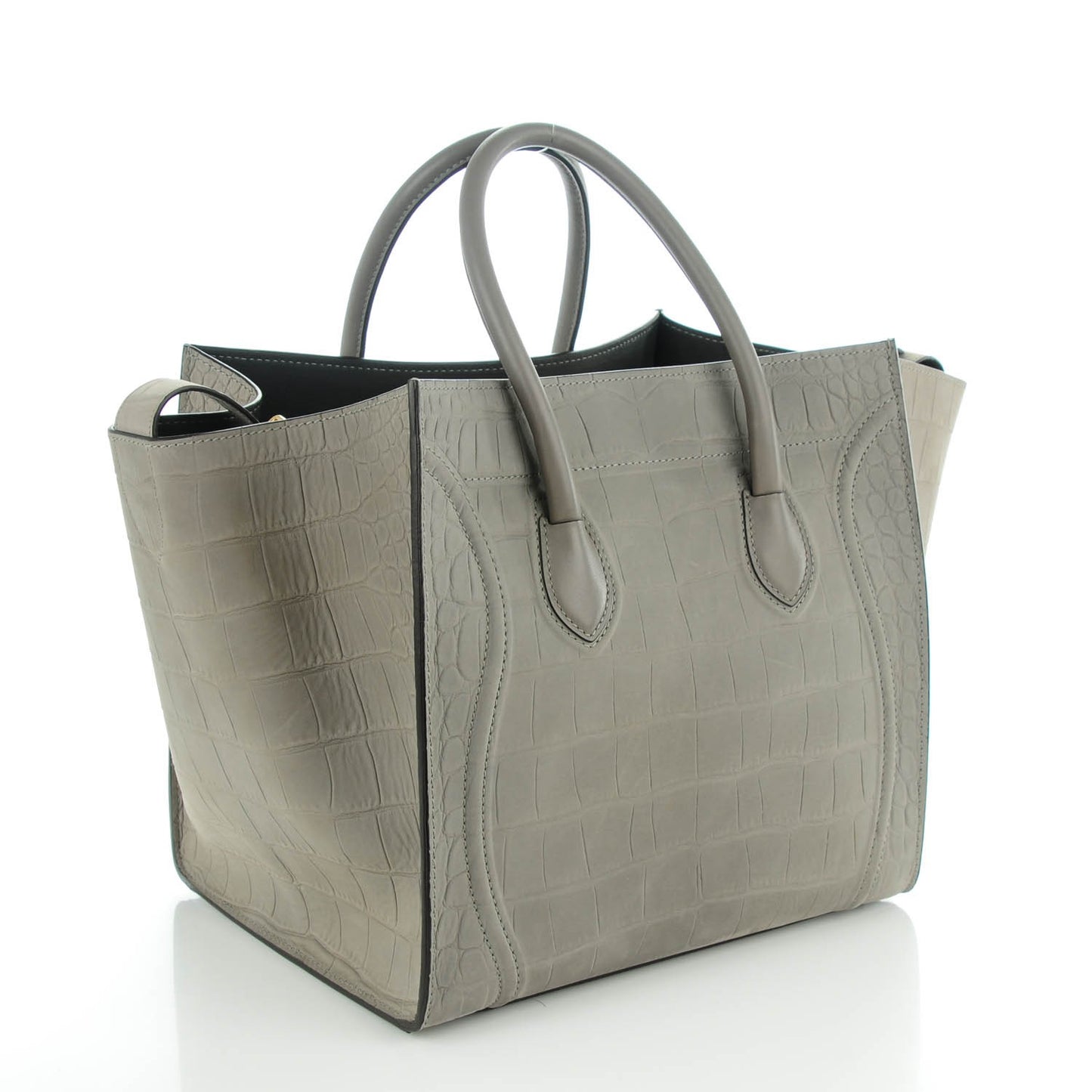 Crocodile Embossed Nubuck Medium Phantom Luggage Grey