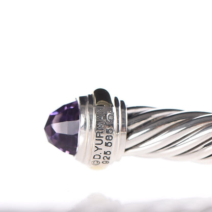 David Yurman Sterling Silver 14K Yellow Gold Amethyst 7mm Cable Classics Bracelet 4 of 5