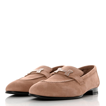 Hermes Suede Goatskin Paris Loafers 37 Rose Perle 3 of 9