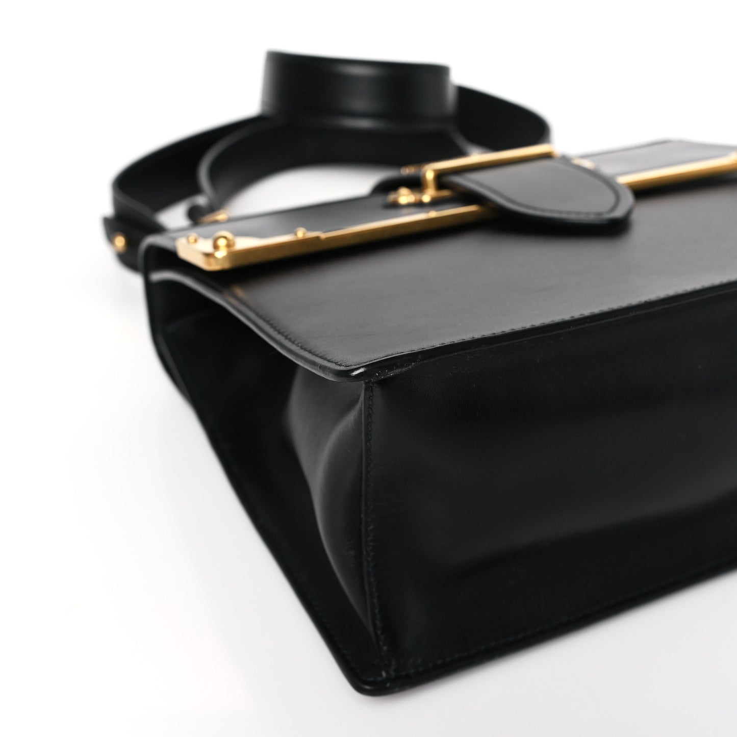 City Calfskin Saffiano Cahier Top Handle Bag Black