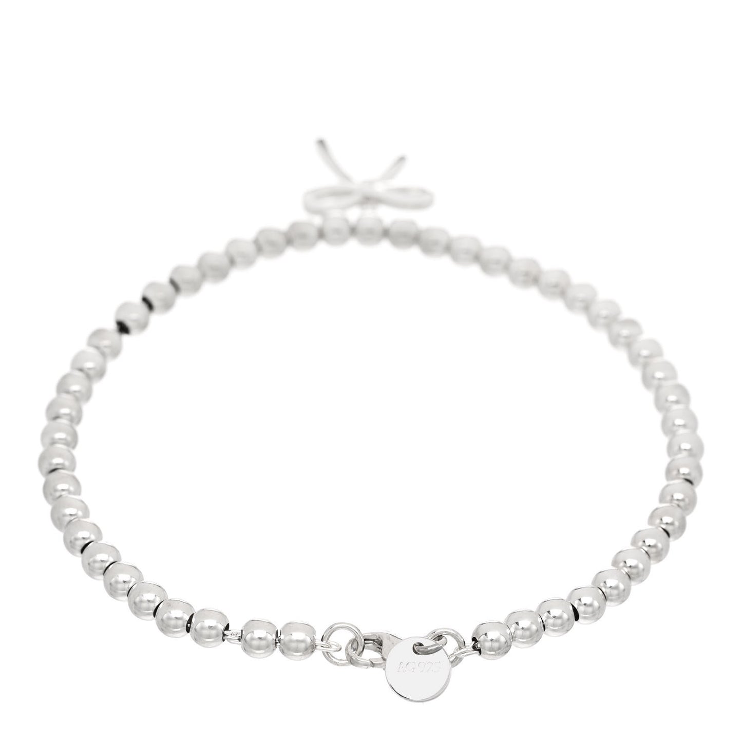 Sterling Silver 4mm Bow Bead Bracelet