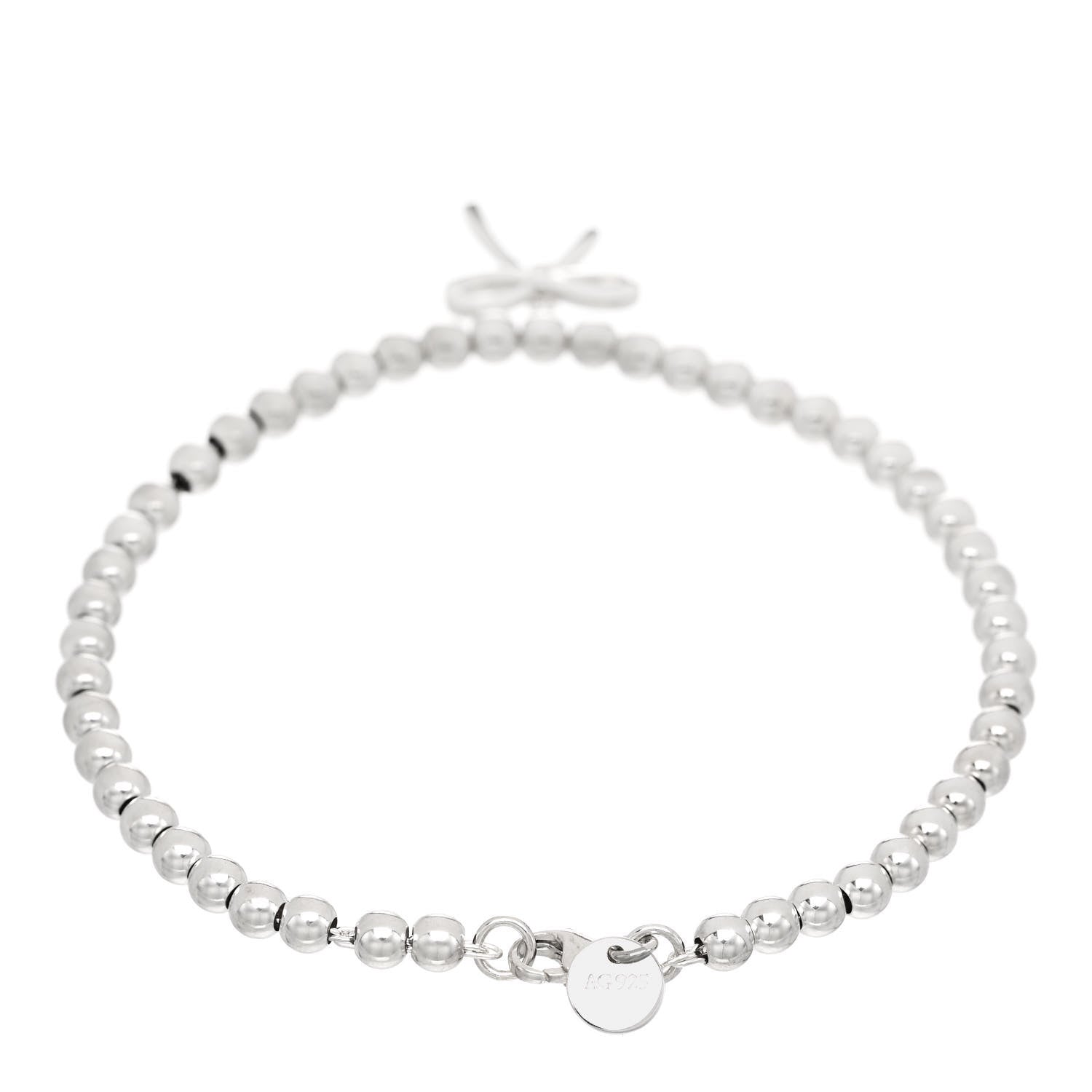 Tiffany Sterling Silver 4mm Bow Bead Bracelet 2 of 5