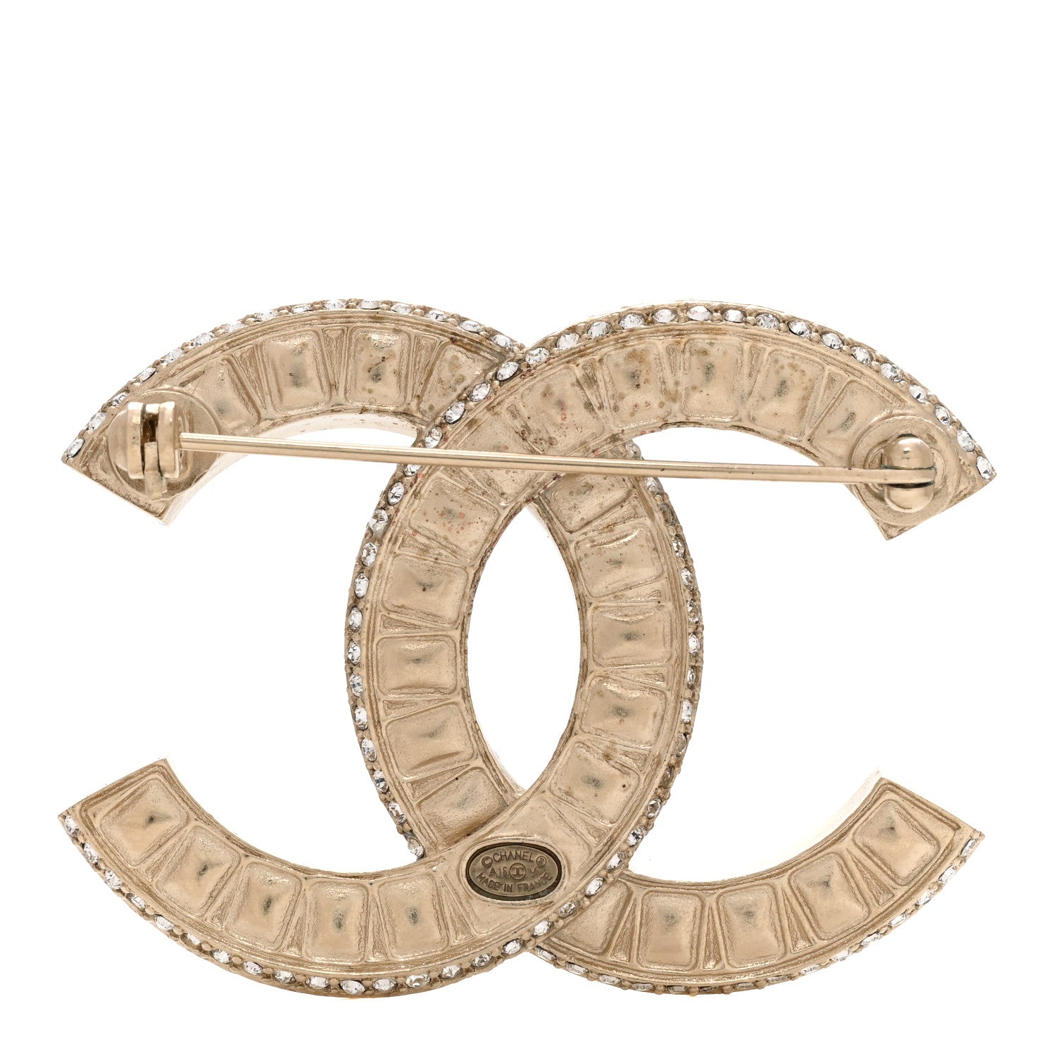 Chanel Baguette Crystal CC Brooch Gold 3 of 4
