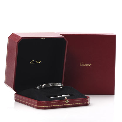 Cartier 18K White Gold 4 Diamond LOVE Bracelet 18 7 of 7