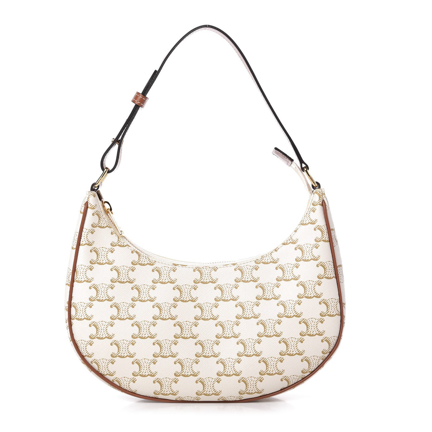Canvas Calfskin Ava Triomphe Shoulder Bag White