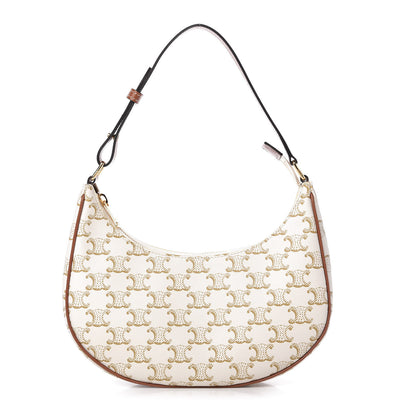 Celine Canvas Calfskin Ava Triomphe Shoulder Bag White 1 of 9