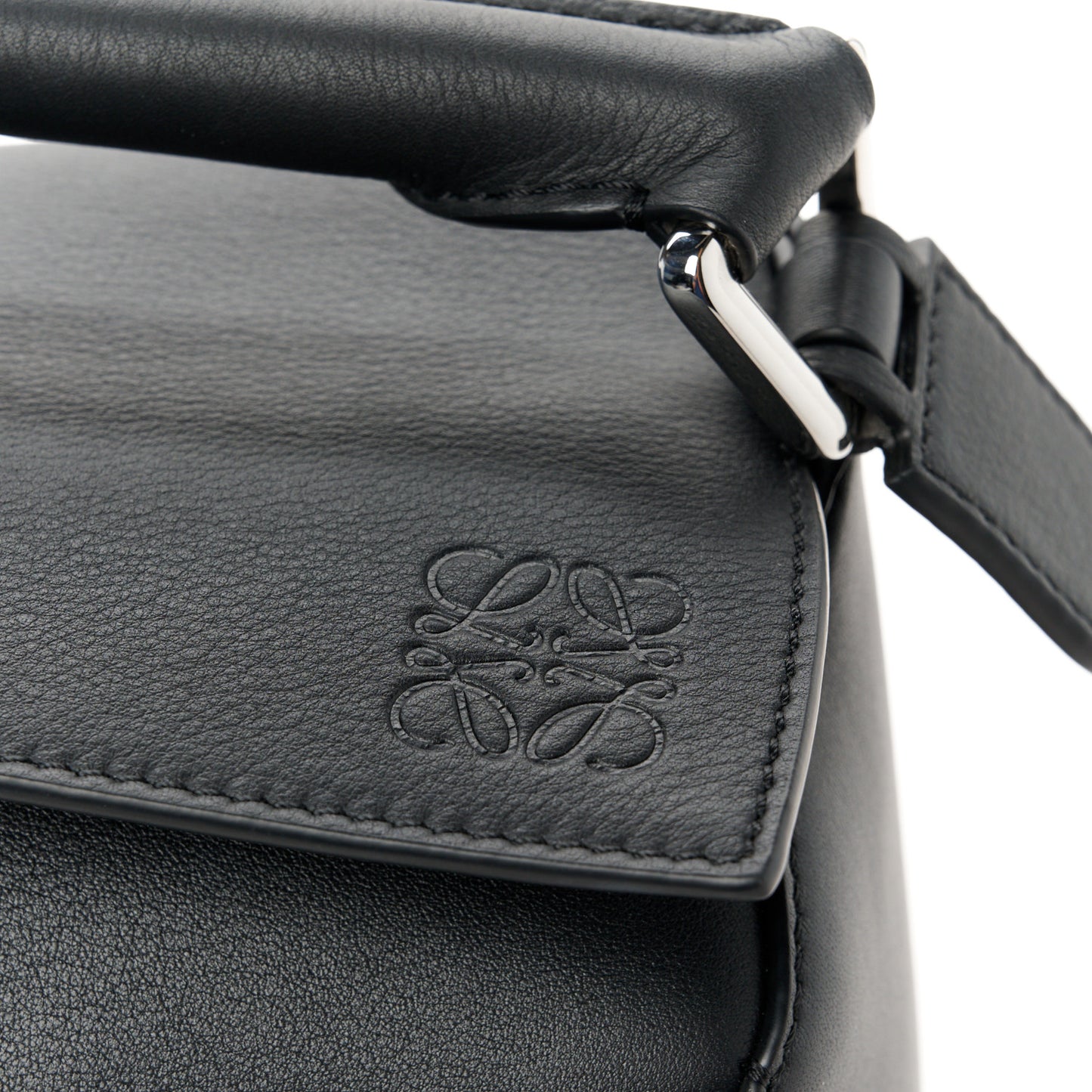 Calfskin Medium Puzzle Edge Bag Black