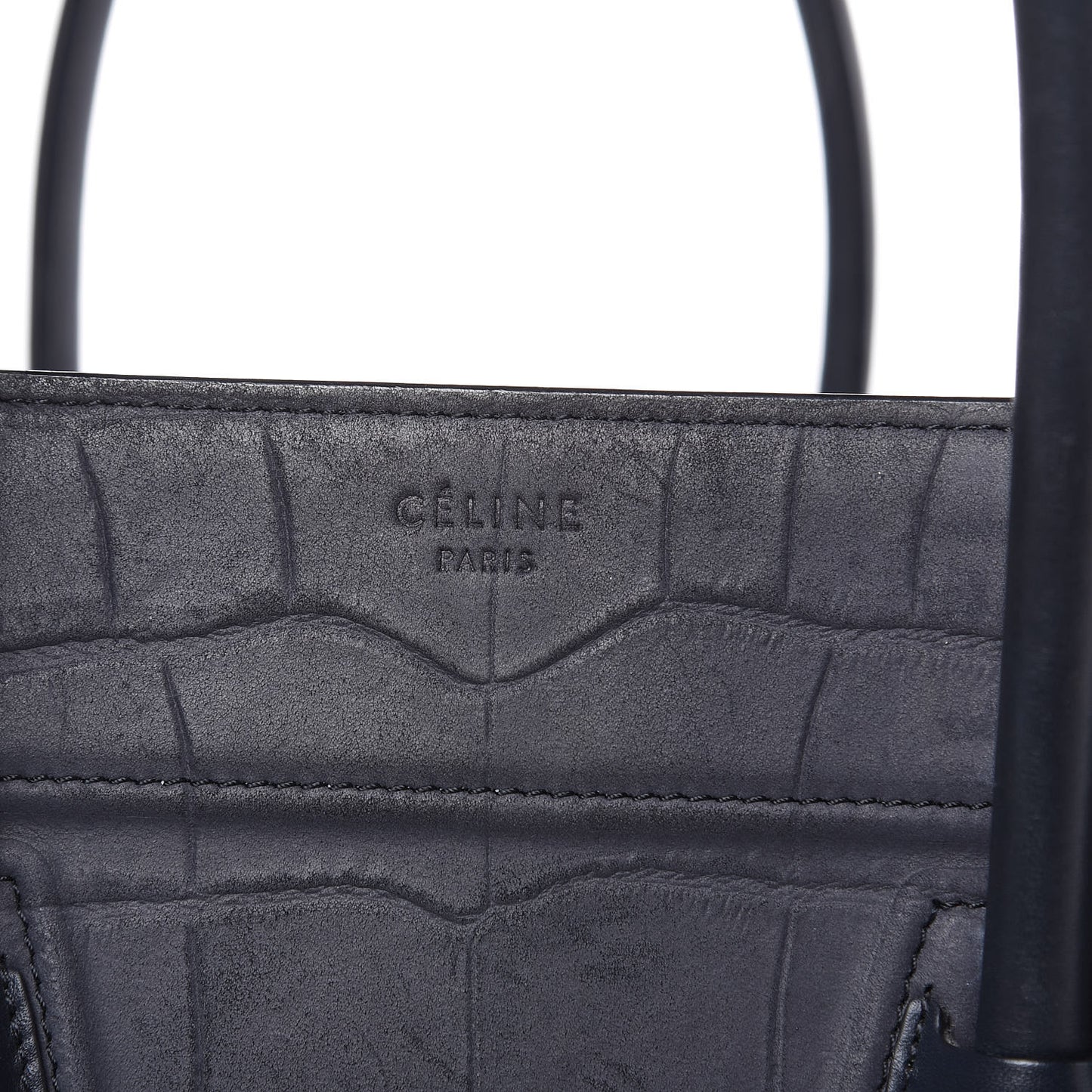 Crocodile Embossed Calfskin Medium Phantom Luggage Navy Blue
