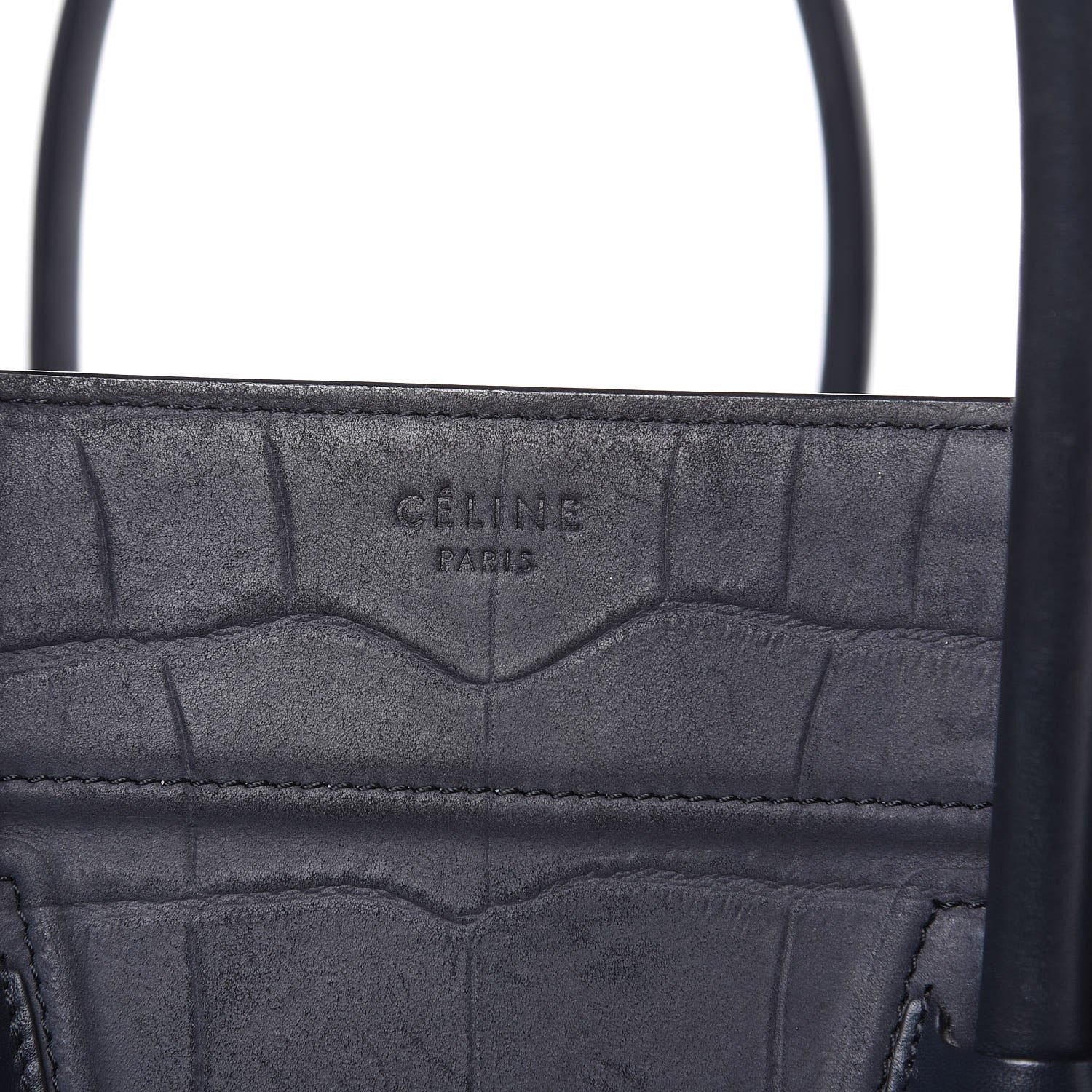 Celine Crocodile Embossed Calfskin Medium Phantom Luggage Navy Blue 17 of 21
