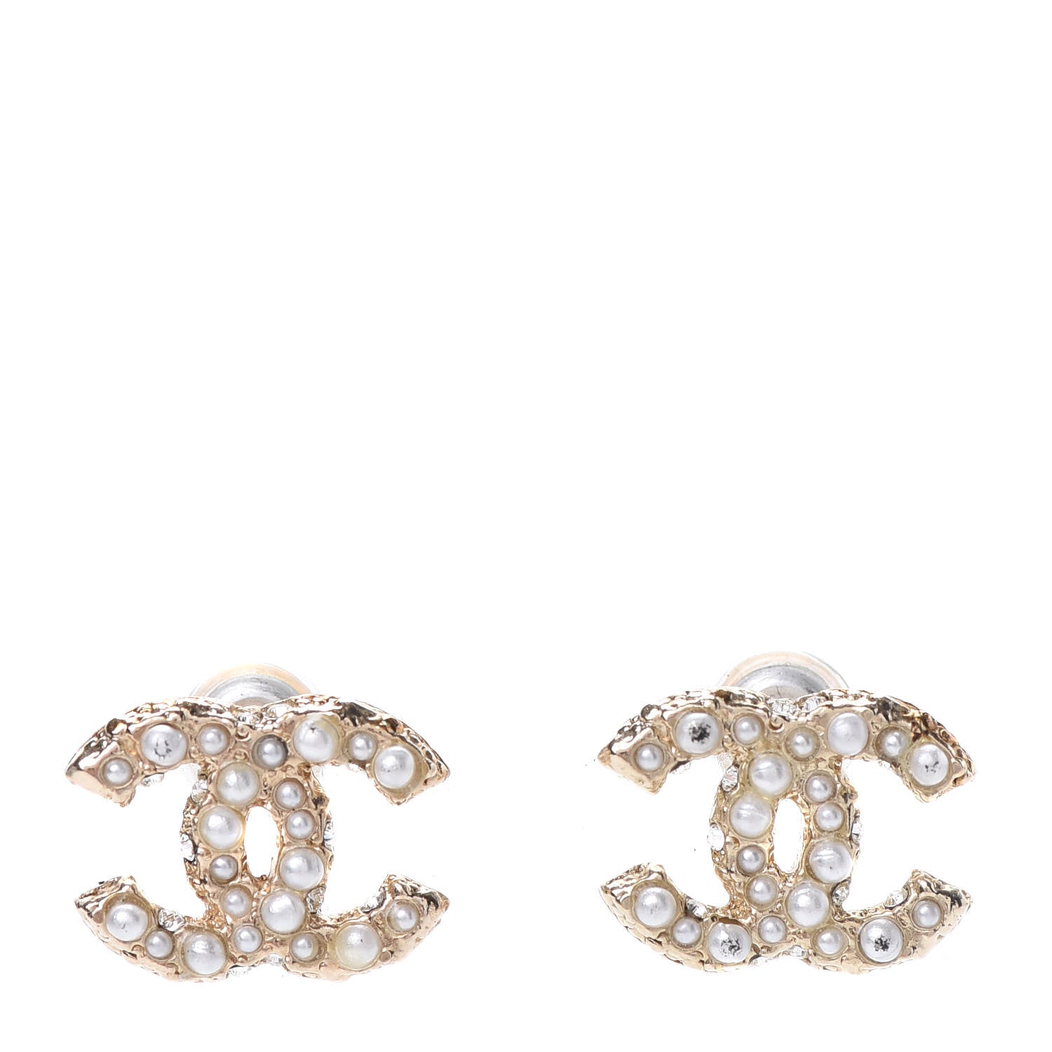 Chanel Pearl Crystal CC Earrings Gold 1 of 6