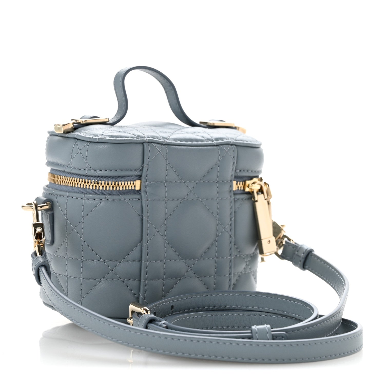 Christian Dior Lambskin Cannage Micro Lady Dior Vanity Case Cloud Blue 3 of 11