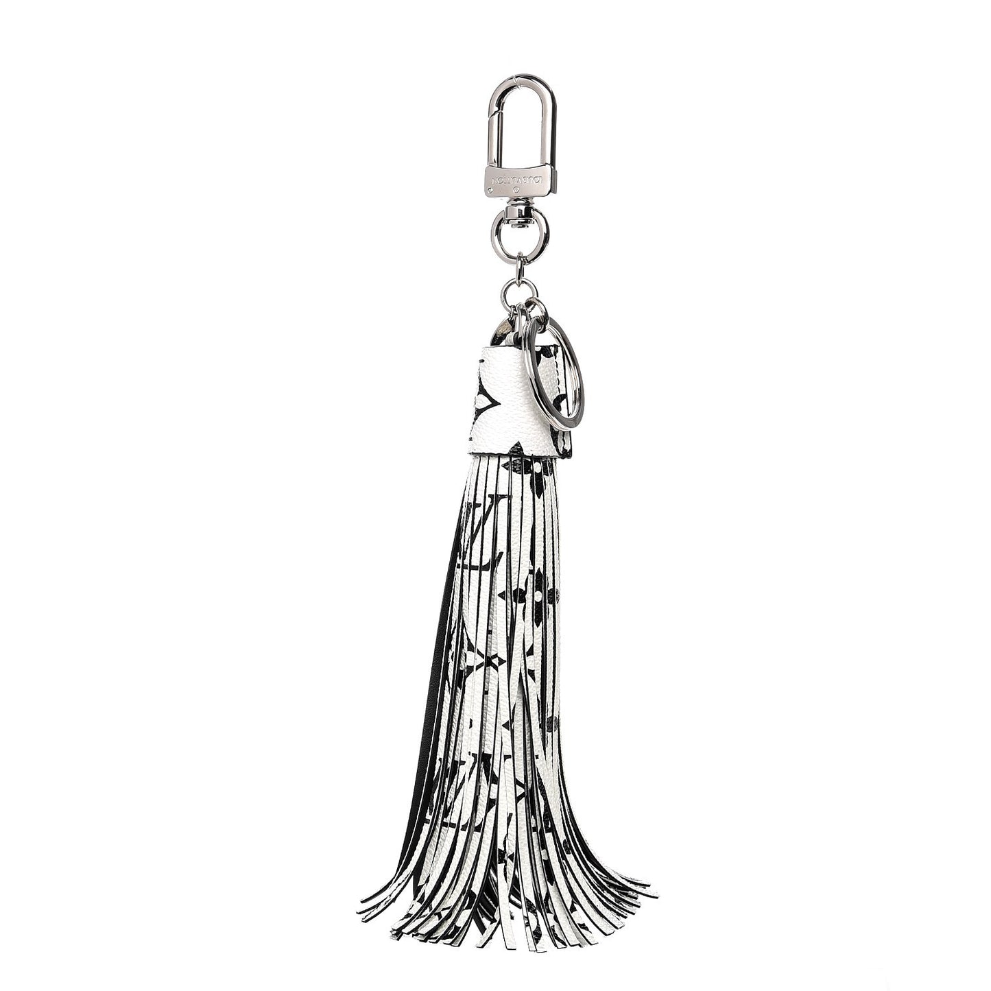 Monogram Tassel Bag Charm White