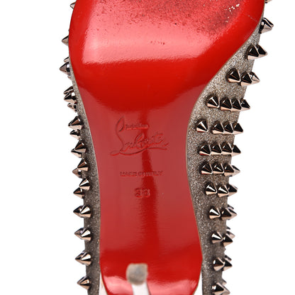 Christian Louboutin Glitter Mini Specchio Follies Spikes 100 Pumps 38 Ivory Colombe Metal 7 of 9