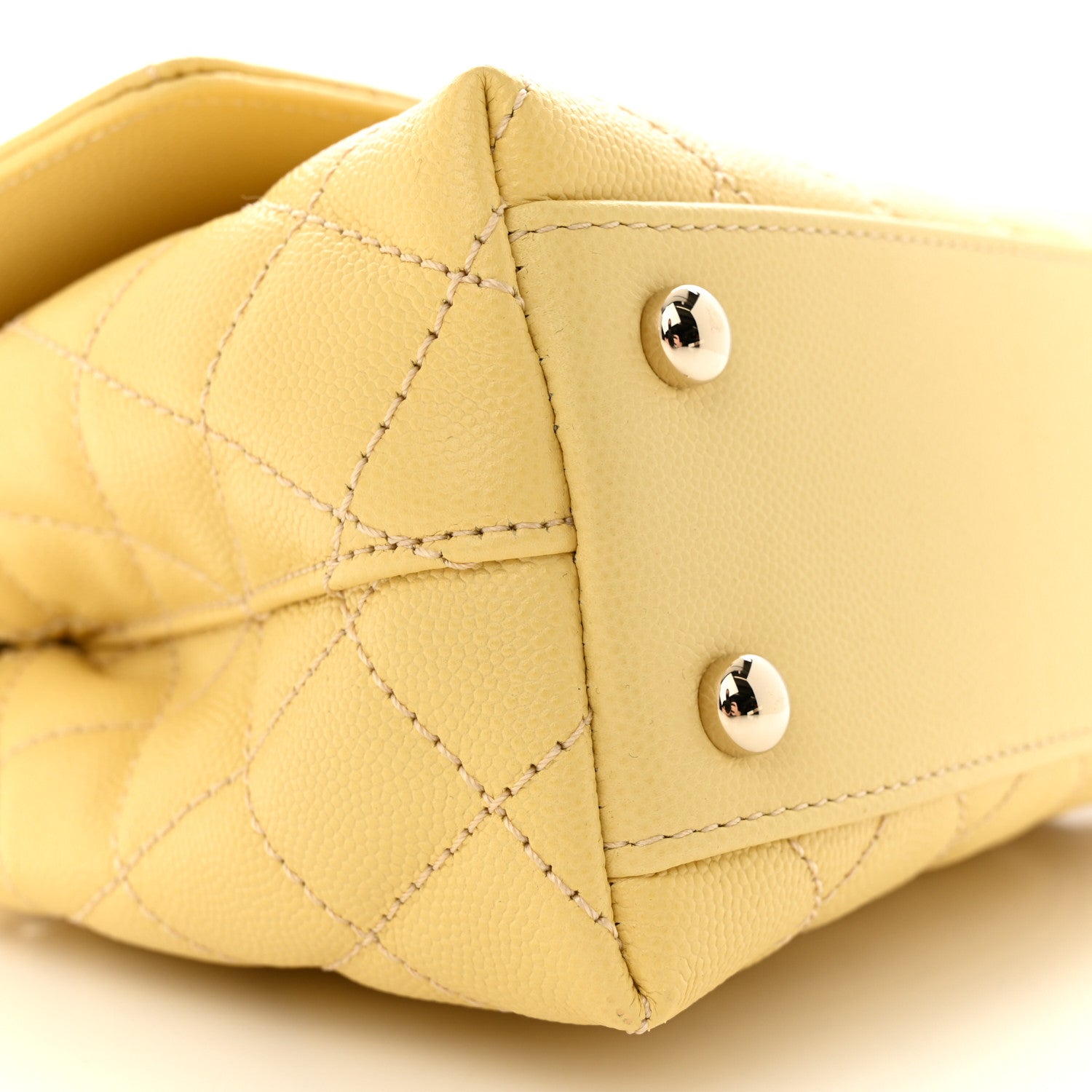 Chanel Caviar Quilted Mini Coco Handle Flap Yellow 9 of 11