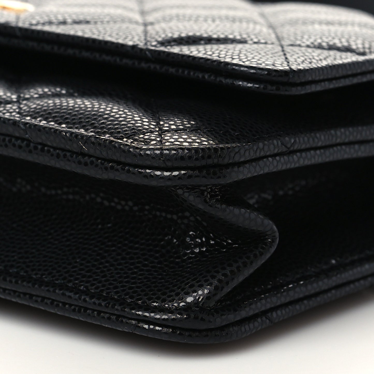 Caviar Quilted Twist Your Buttons Wallet On Chain WOC Black