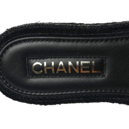 Chanel Lambskin Espadrille Mule Sandals 38 Black 8 of 10