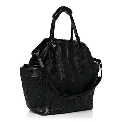 Jimmy Choo Waxed Snakeskin Chain Embellished Blare Tote Black 3 of 12
