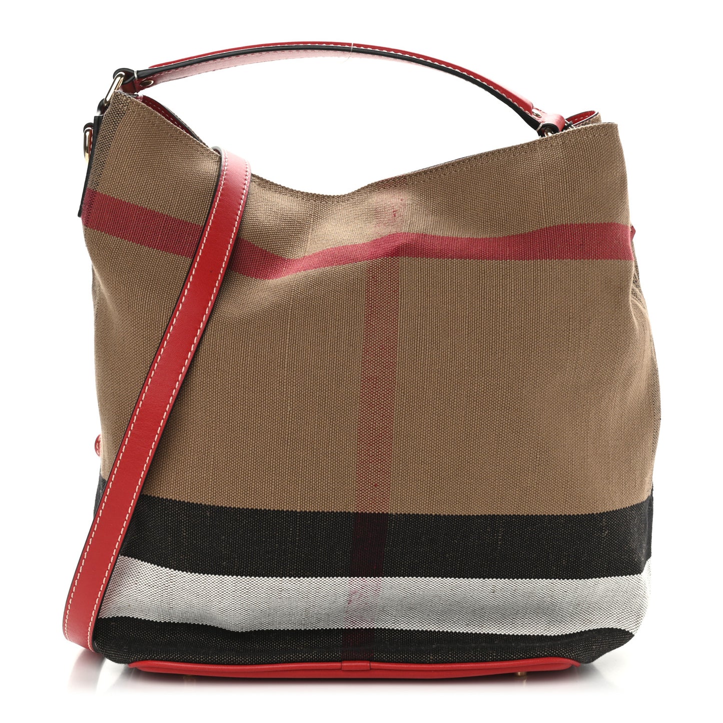 Canvas Mega Check Medium Ashby Hobo Cadmium Red
