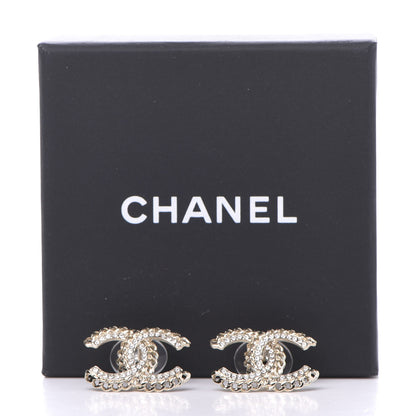 Chanel Crystal Chain CC Earrings Gold 5 of 5