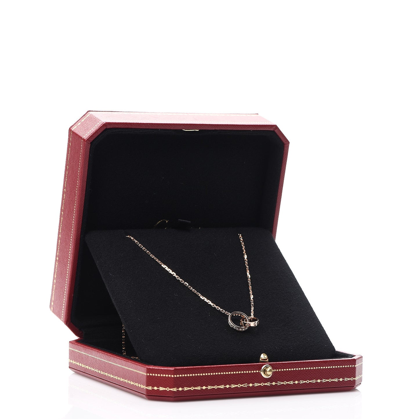 18K Pink Gold Diamond Interlocking LOVE Necklace