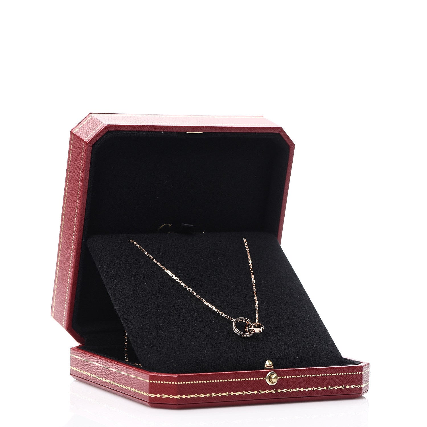 Cartier 18K Pink Gold Diamond Interlocking LOVE Necklace 6 of 6