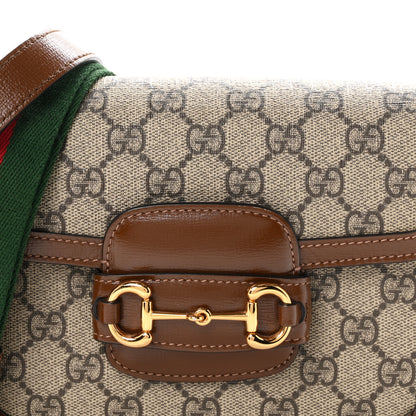 Gucci GG Supreme Monogram Web Mini Horsebit 1955 Shoulder Bag Beige Brown Sugar 8 of 11