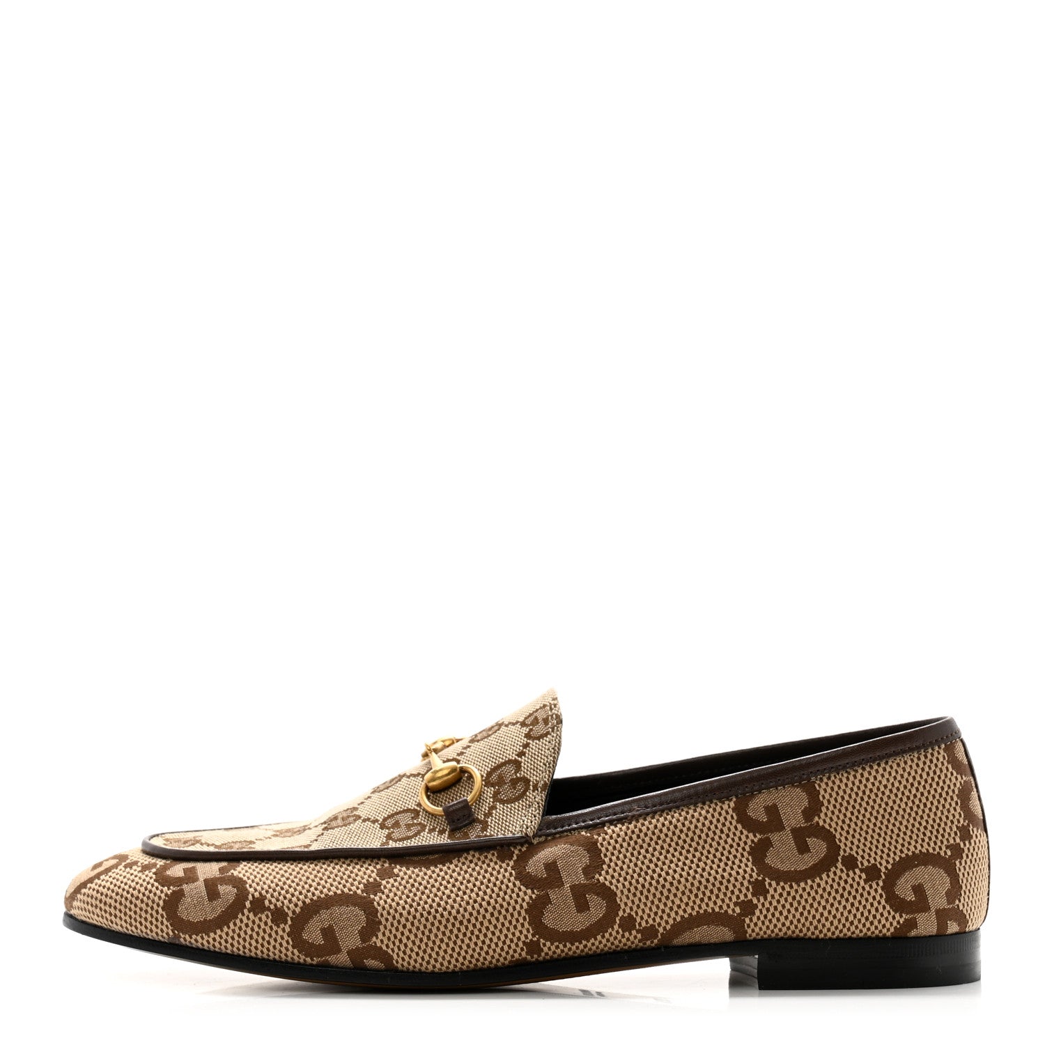 Gucci Monogram Jumbo GG Malaga Kid Horsebit Womens Jordaan Loafers 39.5 Camel Ebony New Acero Beige 1 of 11