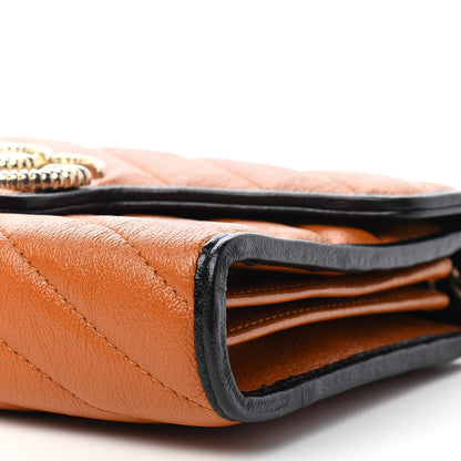 Gucci Vintage Effect Calfskin Matelasse Diagonal Torchon GG Marmont Chain Wallet Cognac 11 of 11