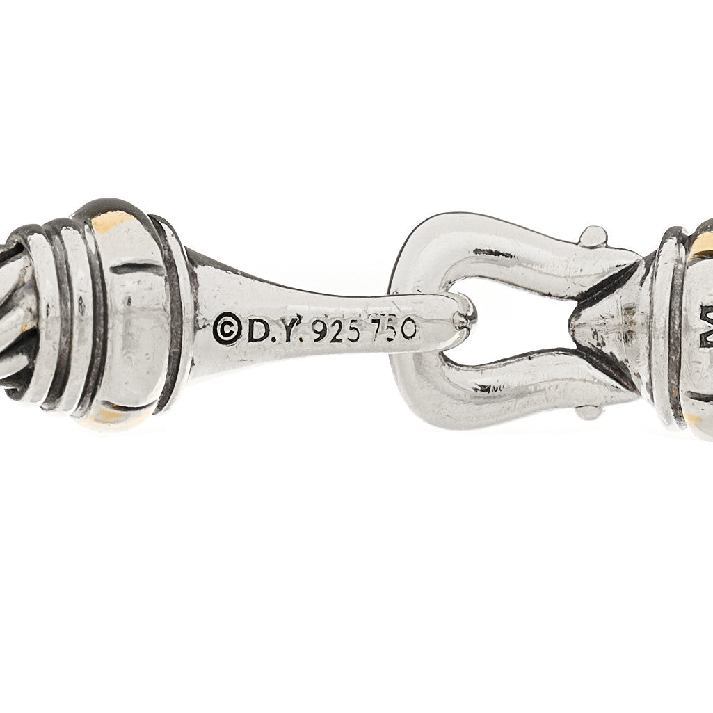 David Yurman Sterling Silver 18K Yellow Gold 4mm Cable Classic Buckle Bracelet 3 of 3