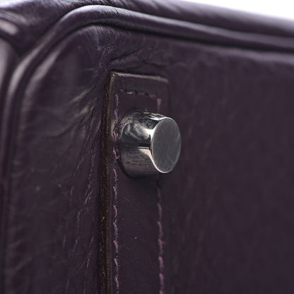 Hermes Taurillon Clemence Birkin 30 Raisin 28 of 39