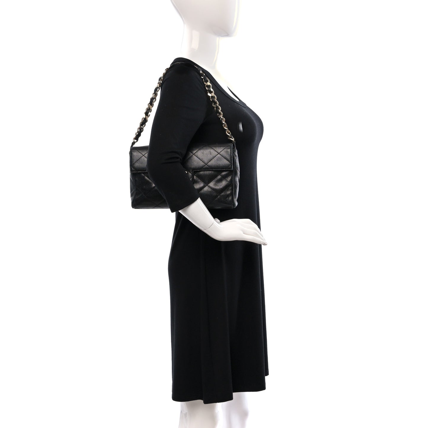 Caviar Quilted Medium Single Flap Black