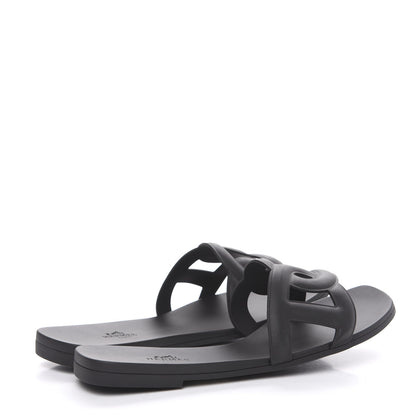 Hermes Rubber Aloha Sandals 38 Black 4 of 8