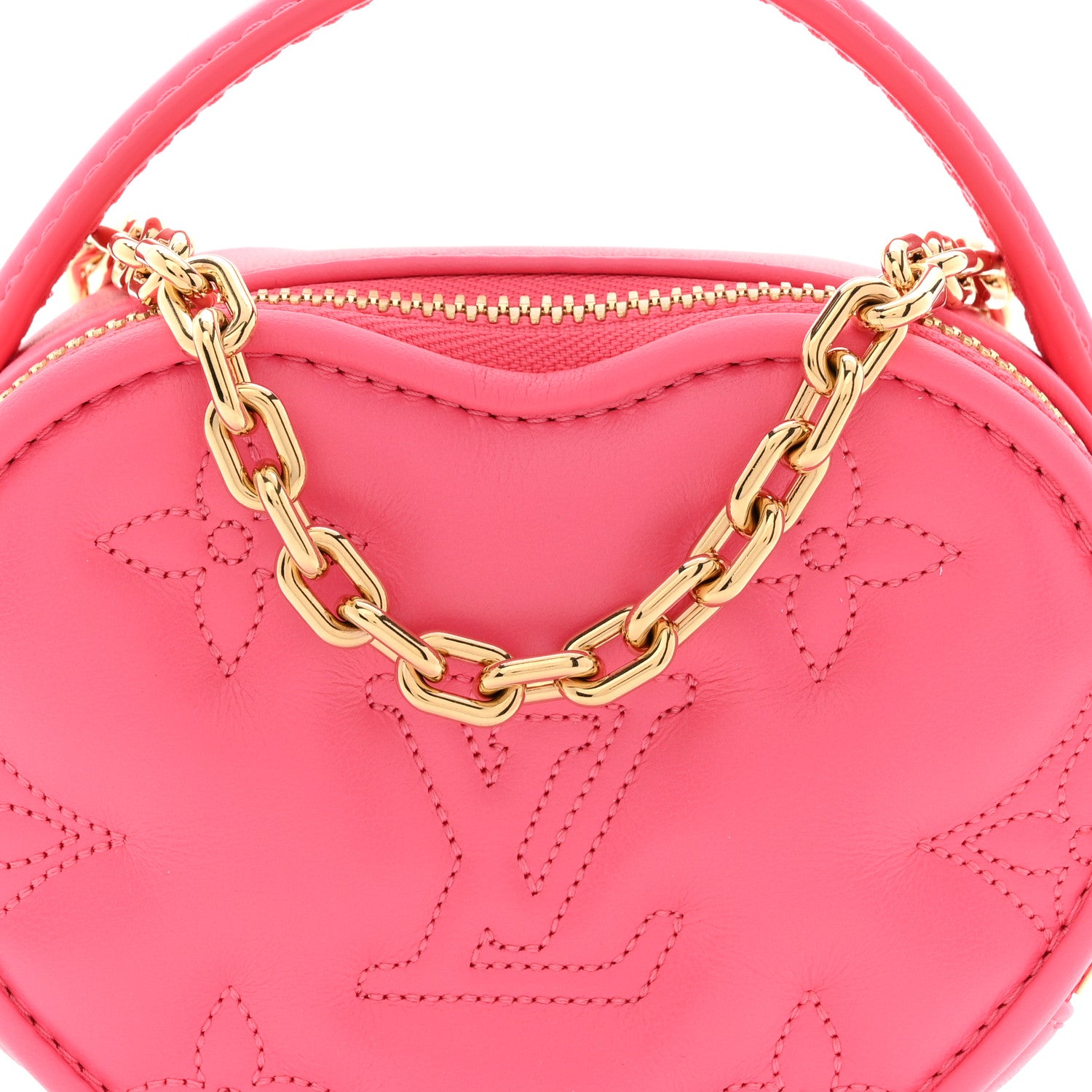 Louis Vuitton Calfskin Embroidered Monogram Pop My Heart Bag Pouch Dragon Fruit Pink 7 of 10