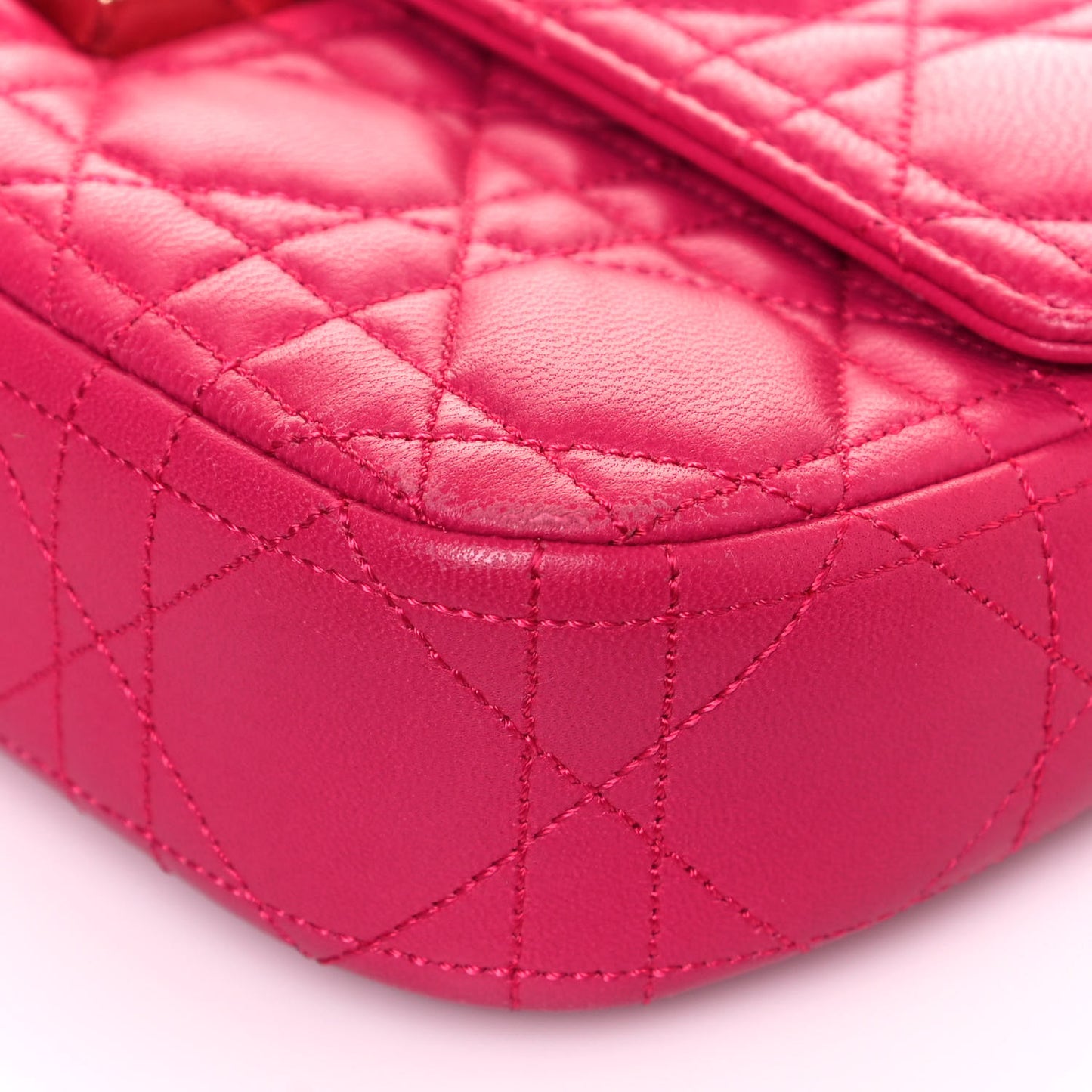 Lambskin Cannage Miss Dior Promenade Pouch Fuchsia