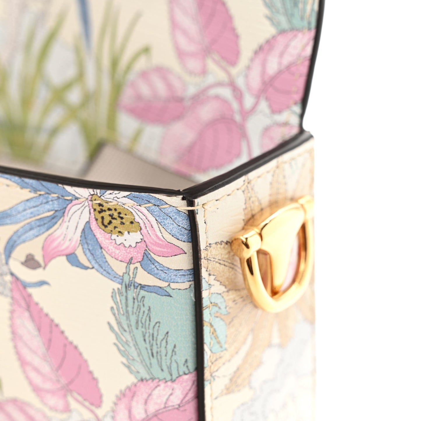 New Shangai Calfskin Tiger Savanah Web Mini Horsebit 1955 Shoulder Bag Chalky White Multicolor