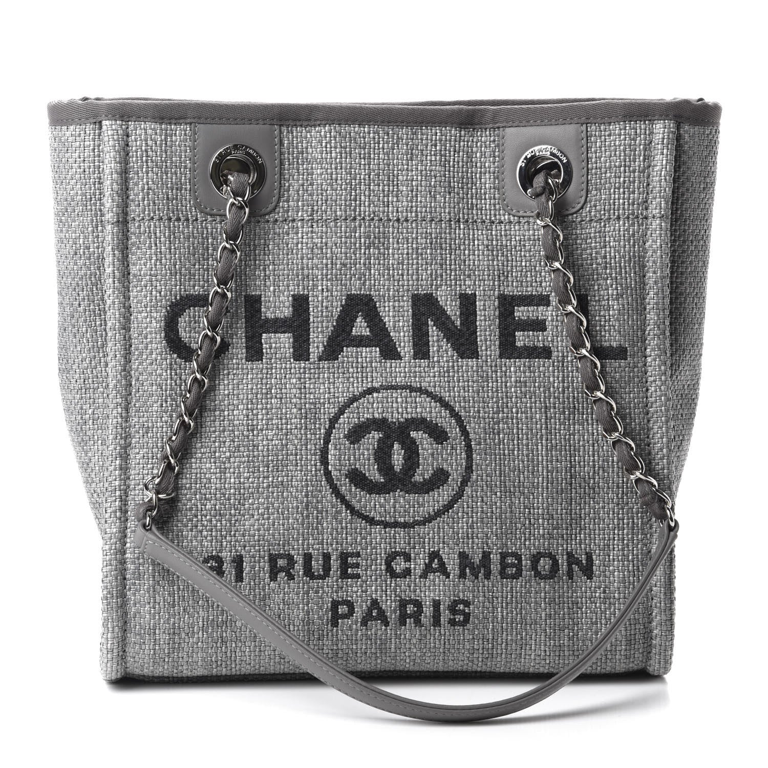Chanel Woven Straw Raffia Mini Deauville Tote Grey 1 of 10
