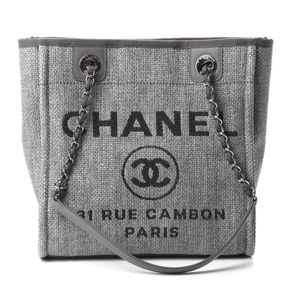 Chanel Woven Straw Raffia Mini Deauville Tote Grey 1 of 10
