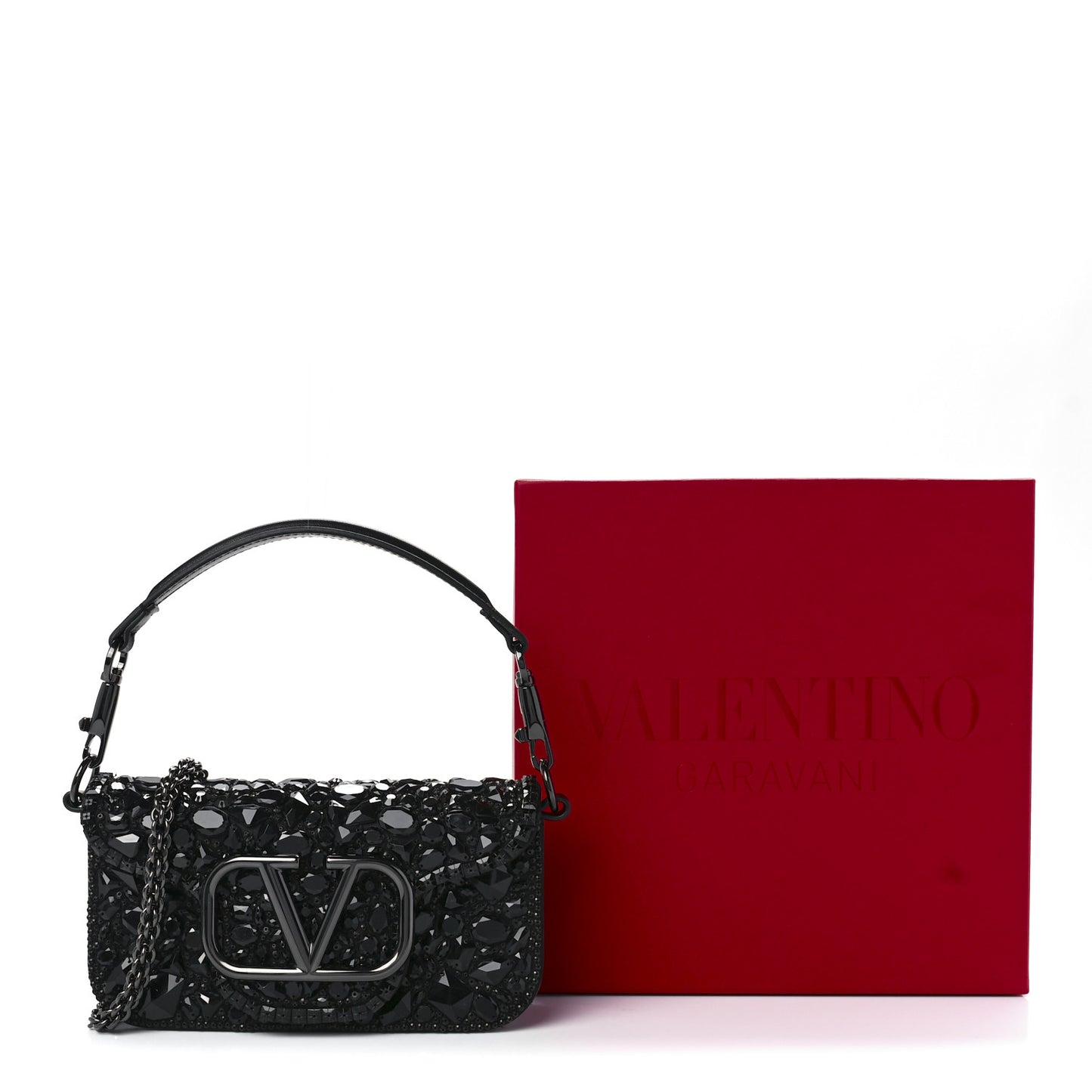 Crystal Nappa Monochrome Vlogo Small Loco Shoulder Bag Black