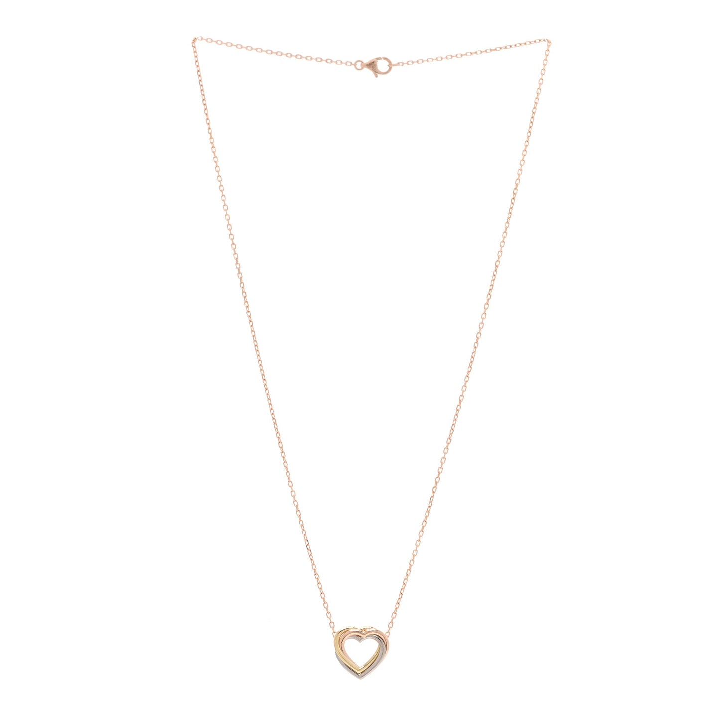 18K Pink Yellow White Gold Trinity Heart Necklace
