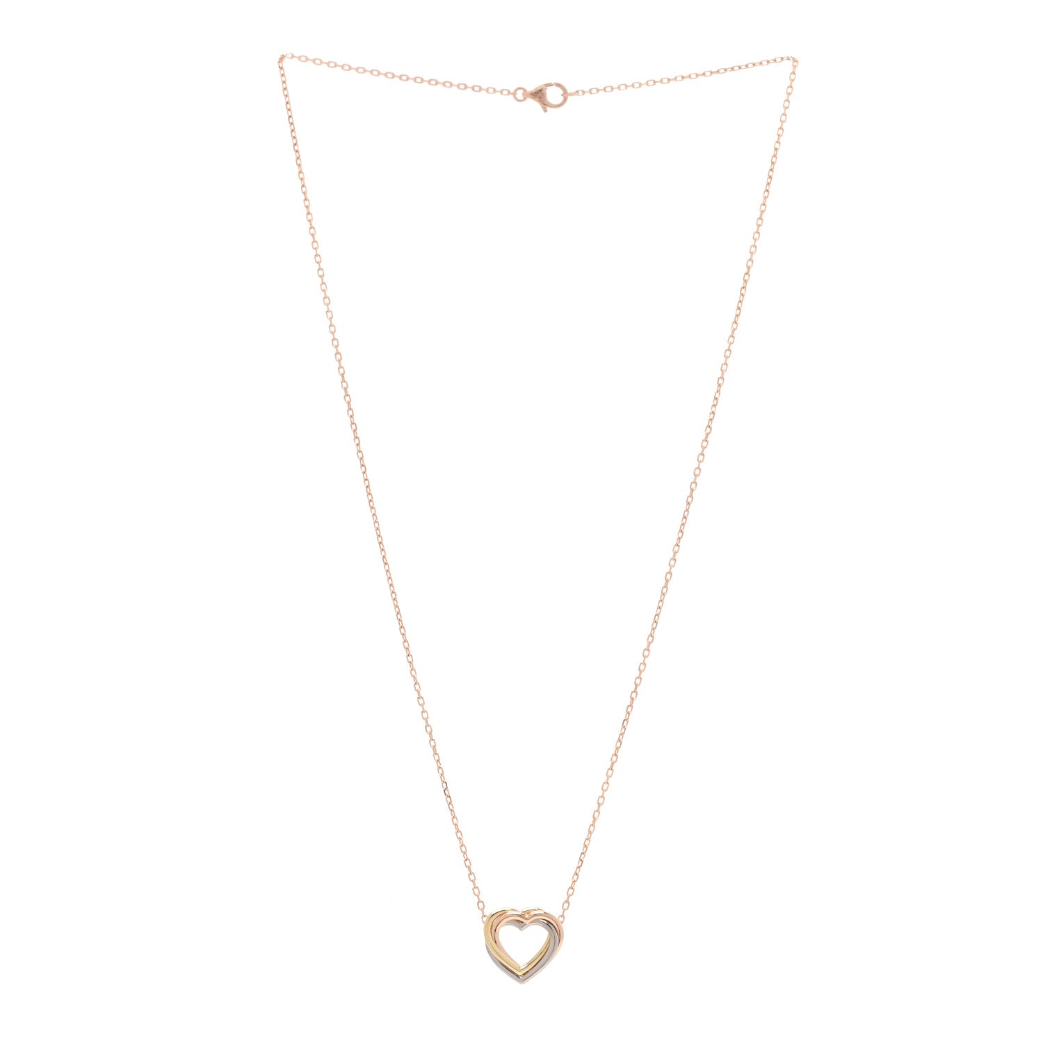 Cartier 18K Pink Yellow White Gold Trinity Heart Necklace 2 of 5