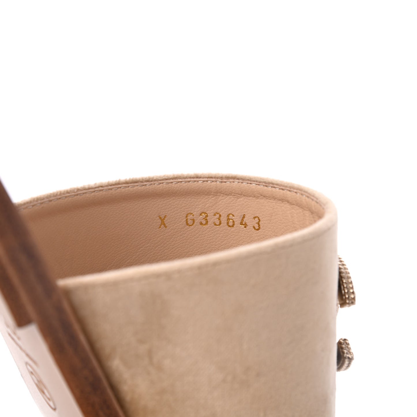 Velvet Chain Mule Sandals 37 Beige