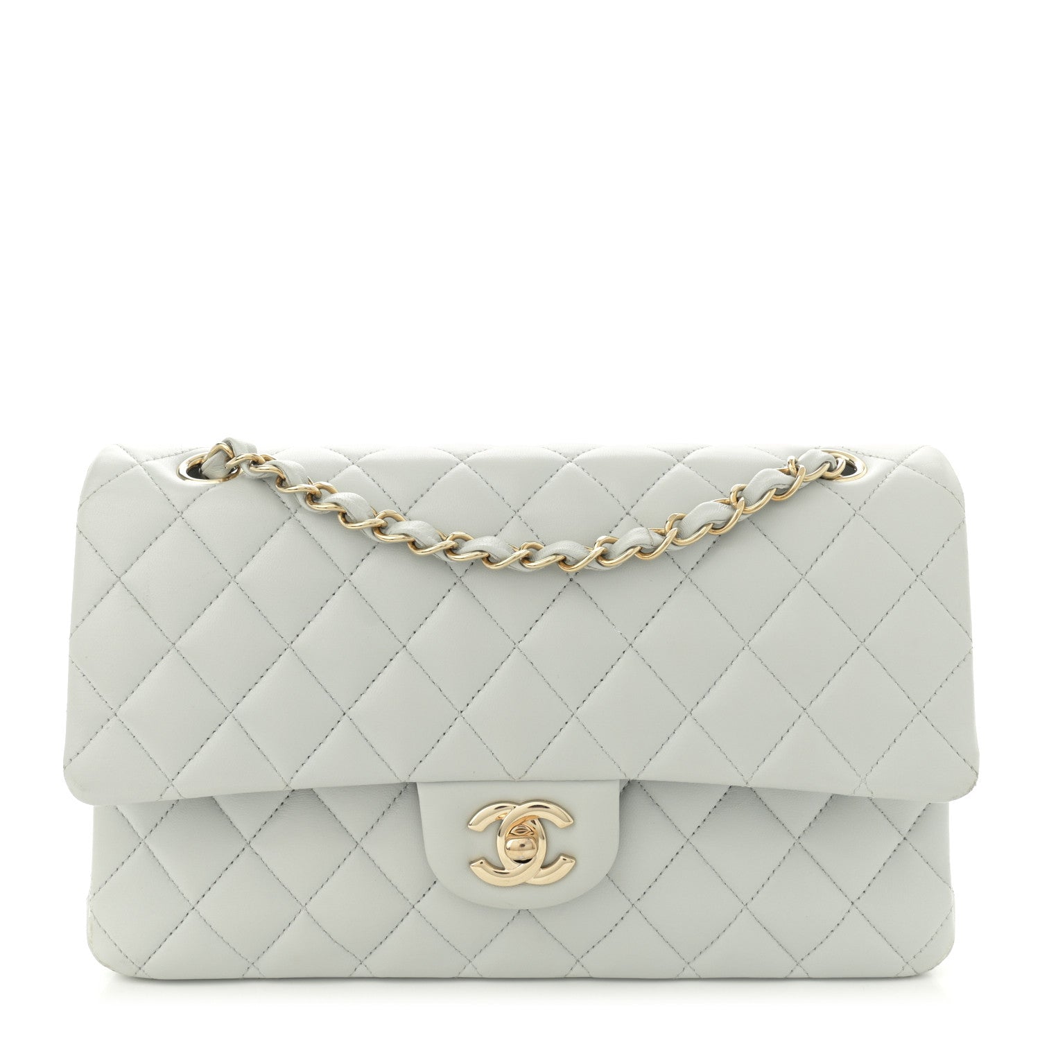 Chanel Lambskin Quilted Medium Double Flap Light Blue 1 of 14
