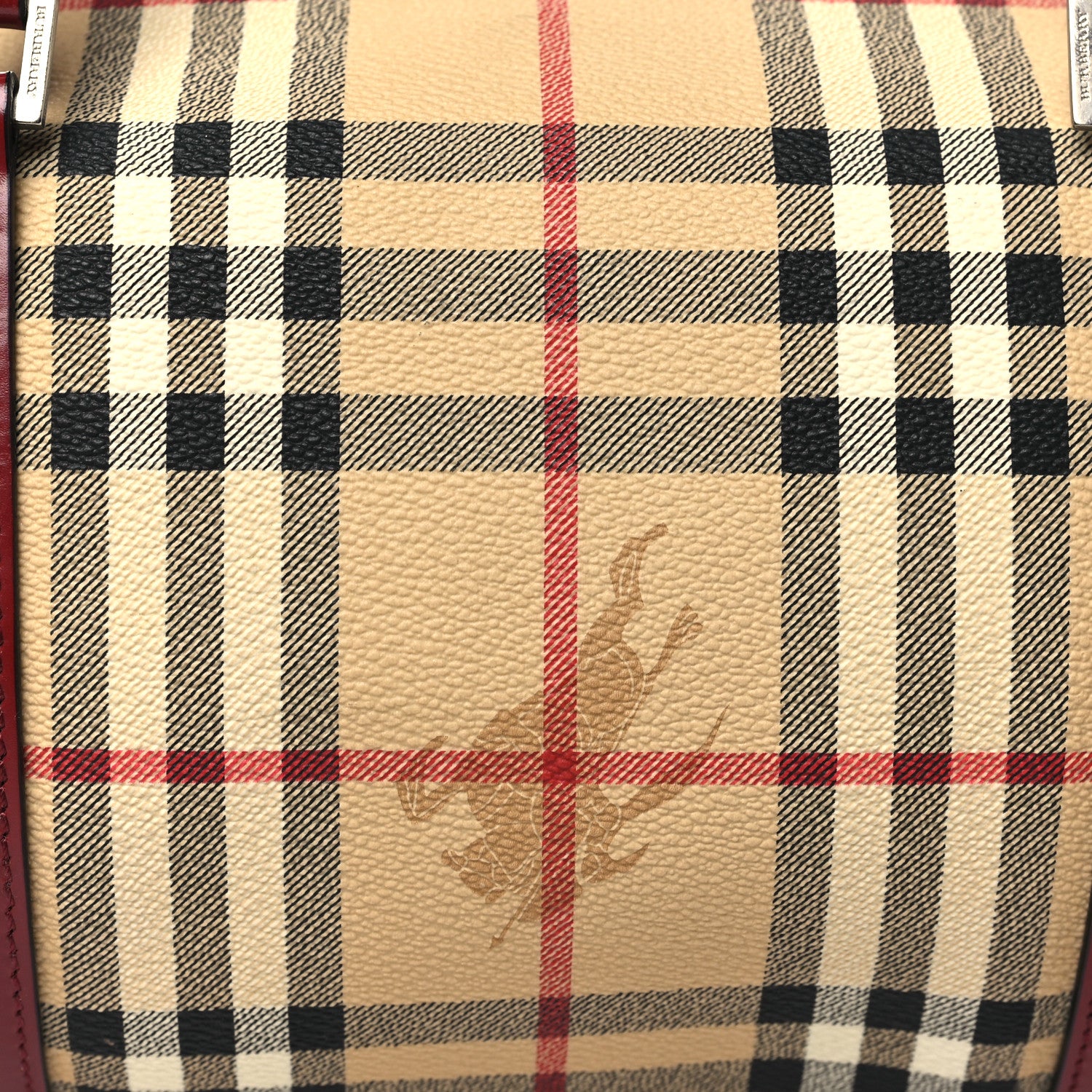 Burberry Haymarket Check Barrel Bag Red 7 of 9