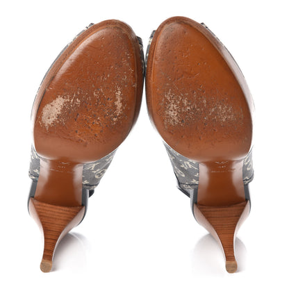 Louis Vuitton Monogram Denim Peep Toe Pumps 40 Blue 7 of 8