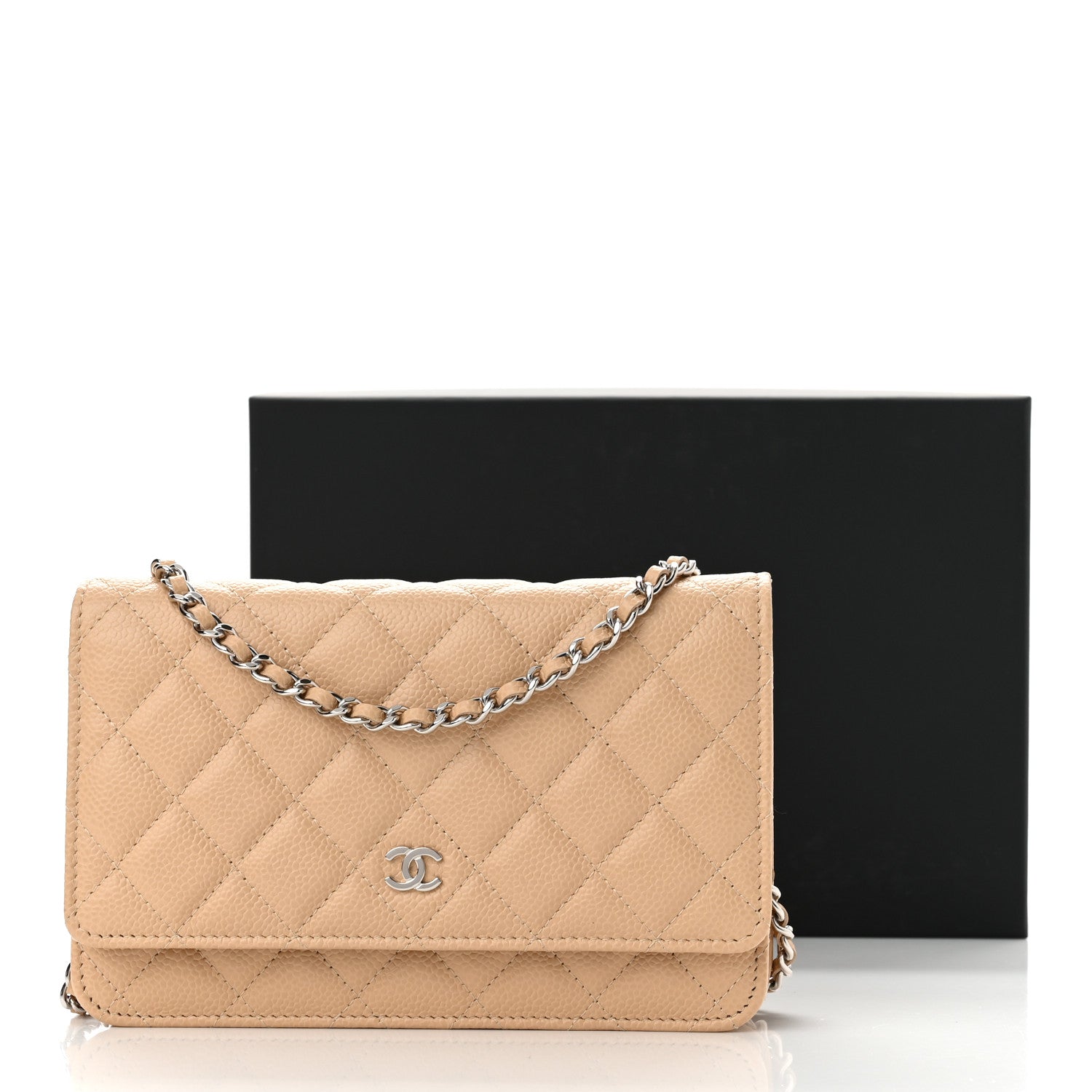 Chanel Caviar Quilted Wallet On Chain WOC Beige 11 of 11