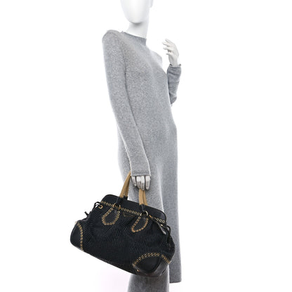 Prada Paglia Vitello Daino Frame Satchel Black 2 of 10